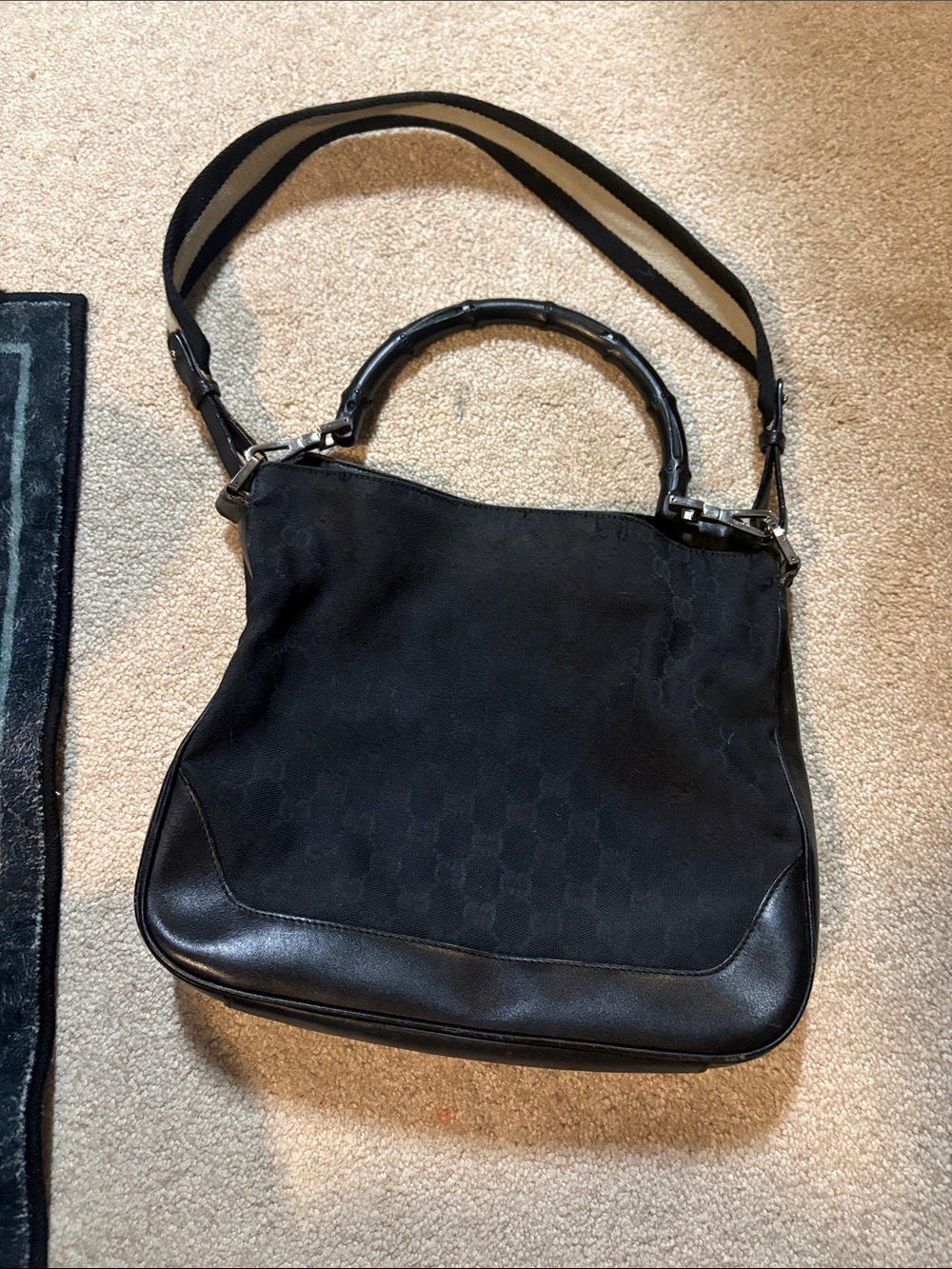 Gucci Vintage Bamboo Black Shoulder Bag